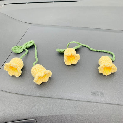 Cute Lily of the valley Flower Car Mirror Hanging Charm Fruit Decor Teens Interior Rear View Mirror car Accessories for Women