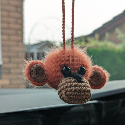 Crochet Orangutan Car Charm | Orangutan Rearview Mirror Accessories