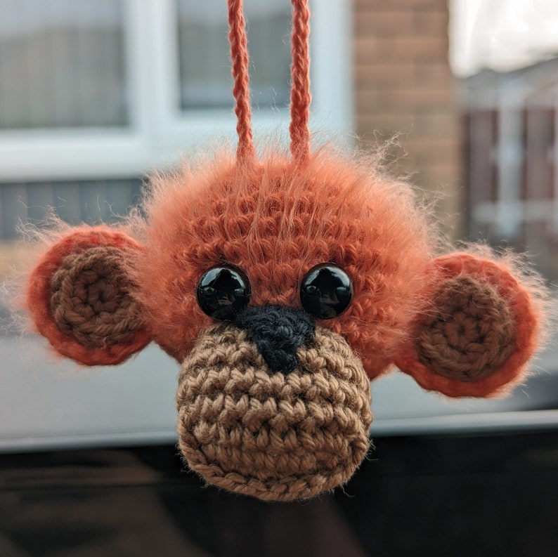 Crochet Orangutan Car Charm | Orangutan Rearview Mirror Accessories