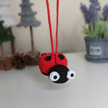 Crochet Ladybird Car Charm | Ladybird Rearview Mirror Hanger