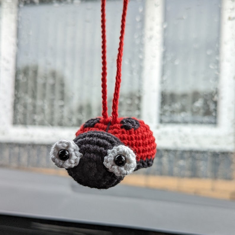 Crochet Ladybird Car Charm | Ladybird Rearview Mirror Hanger