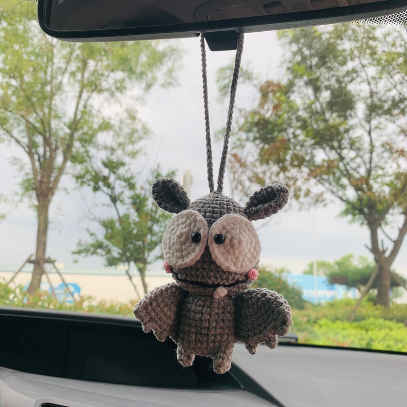 Cute bat Car Accessories Mirror Hanging Charm Fruit Decor Teens Interior Rear View Mirror for Women