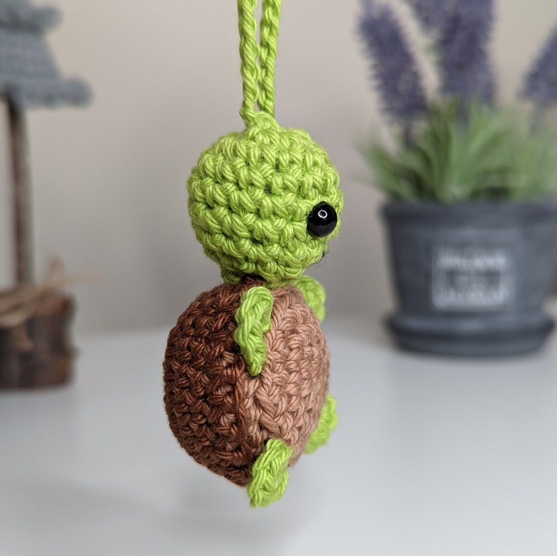 Crochet Turtle Car Charm | Tortoise Rearview Mirror Hanger