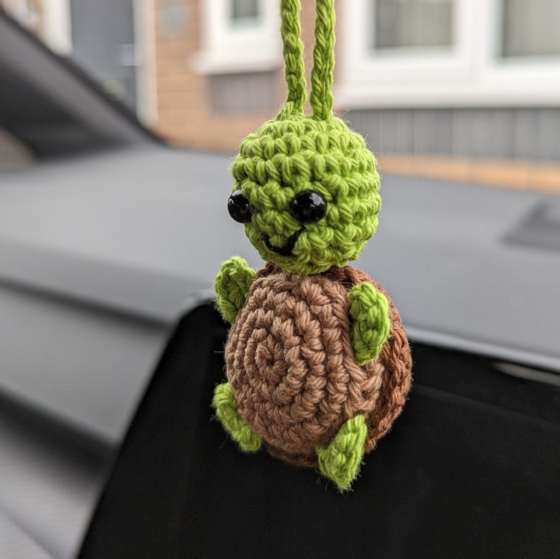 Crochet Turtle Car Charm | Tortoise Rearview Mirror Hanger