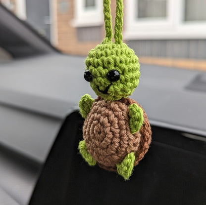 Crochet Turtle Car Charm | Tortoise Rearview Mirror Hanger
