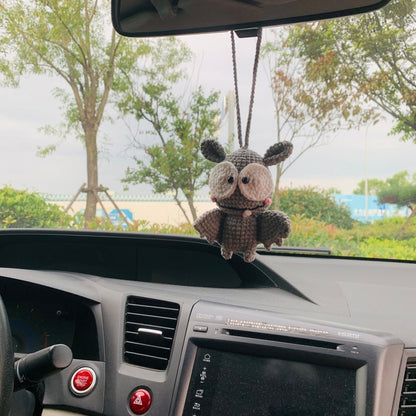 Cute bat Car Accessories Mirror Hanging Charm Fruit Decor Teens Interior Rear View Mirror for Women