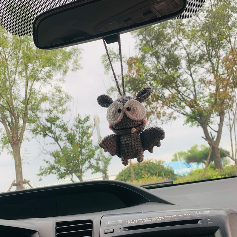 Cute bat Car Accessories Mirror Hanging Charm Fruit Decor Teens Interior Rear View Mirror for Women