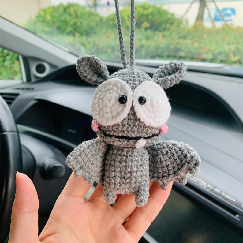Cute bat Car Accessories Mirror Hanging Charm Fruit Decor Teens Interior Rear View Mirror for Women