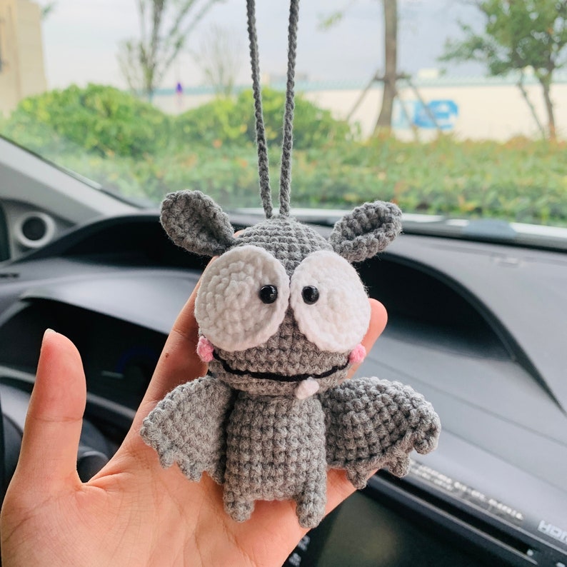 Cute bat Car Accessories Mirror Hanging Charm Fruit Decor Teens Interior Rear View Mirror for Women