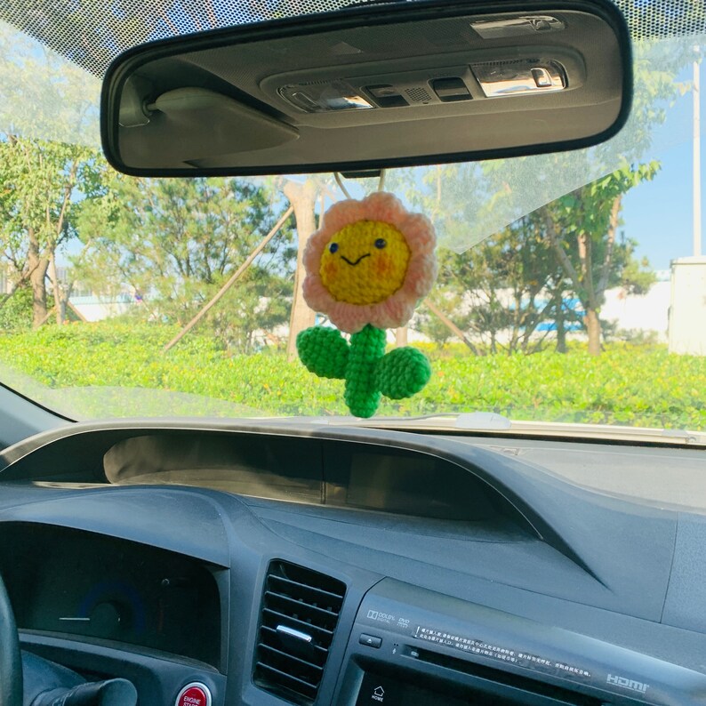 Cute Car Accessories Mirror Hanging flower Charm Fruit Decor flower car Teens Interior Rear View Mirror for Women
