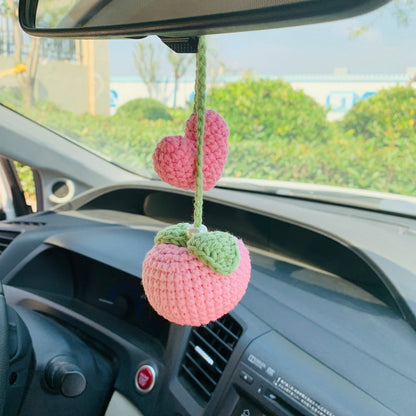Cute Car Mirror Hanging Peach love flower Interior Rear View Mirror Flower Car Accessories Crochet car gift