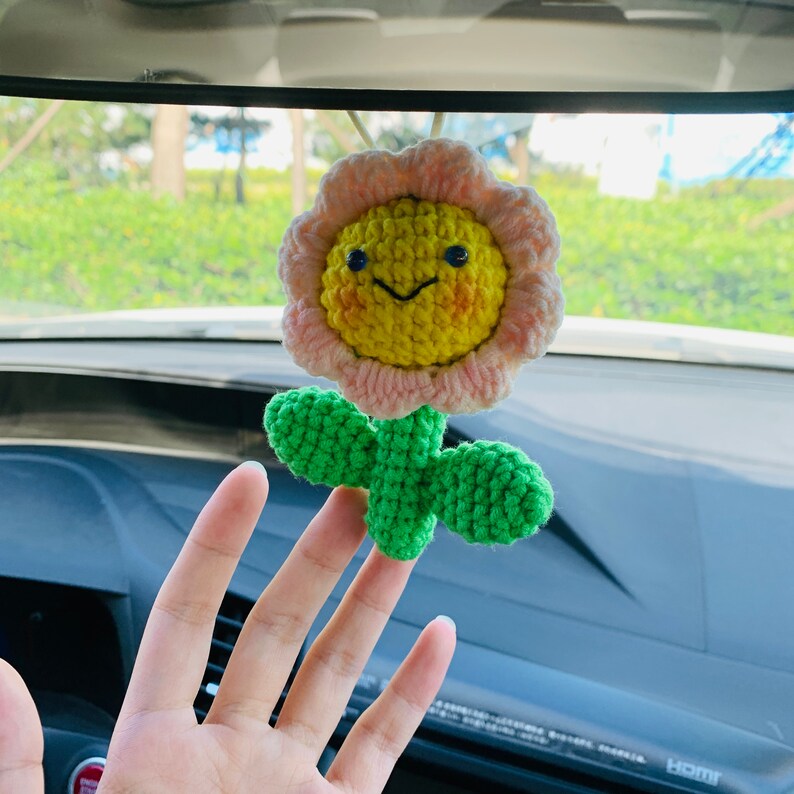 Cute Car Accessories Mirror Hanging flower Charm Fruit Decor flower car Teens Interior Rear View Mirror for Women