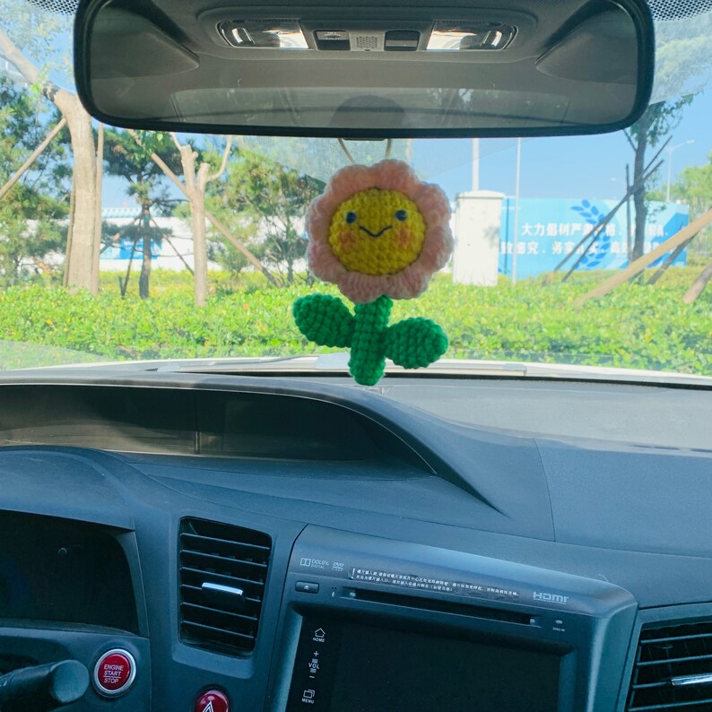 Cute Car Accessories Mirror Hanging flower Charm Fruit Decor flower car Teens Interior Rear View Mirror for Women