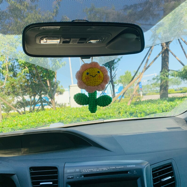 Cute Car Accessories Mirror Hanging flower Charm Fruit Decor flower car Teens Interior Rear View Mirror for Women