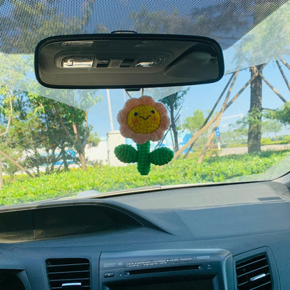 Cute Car Accessories Mirror Hanging flower Charm Fruit Decor flower car Teens Interior Rear View Mirror for Women