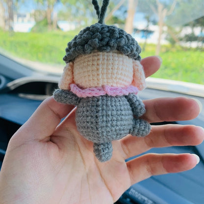 Ballet dancing Grey sheep Crochet Car Mirror Hanging Accessories for Women Teens Interior Rear View Mirror animal Charm Decor