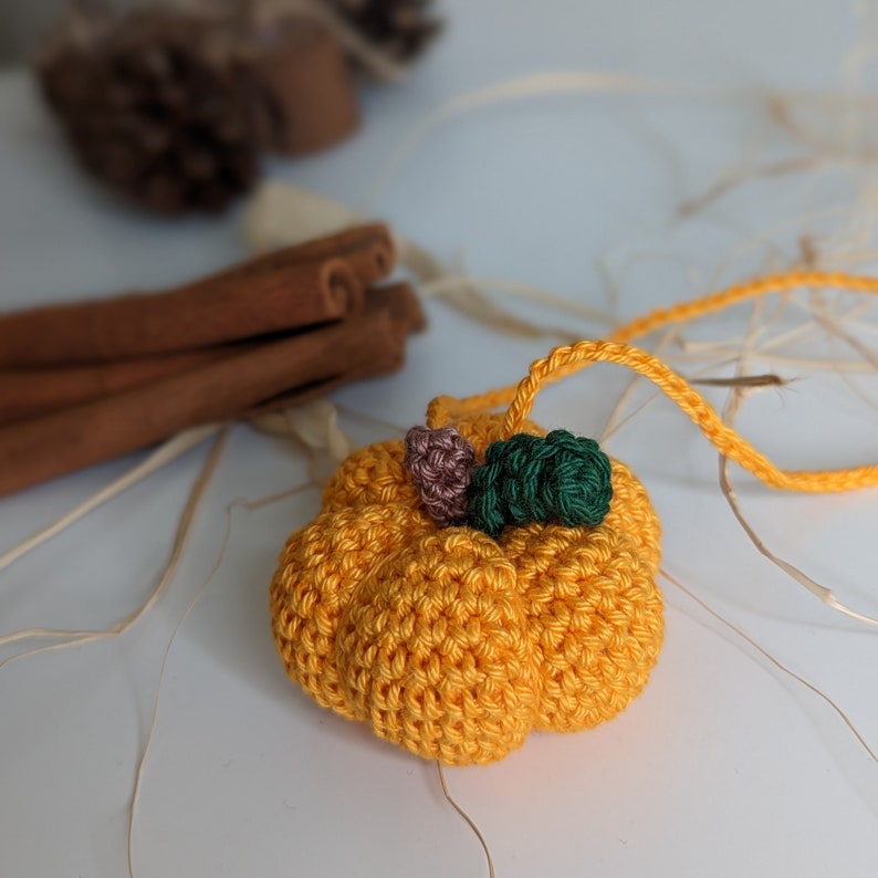 Crochet Pumpkin Car Charm | Pumpkin Plush Rearview Mirror Hanger