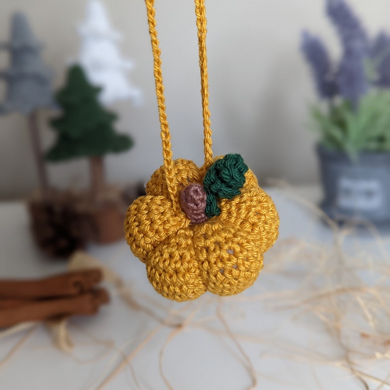 Crochet Pumpkin Car Charm | Pumpkin Plush Rearview Mirror Hanger