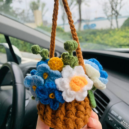 Cute flower basket cute Flower Car Mirror Hanging Charm Fruit Decor Teens Interior Rear View Mirror car Accessories for Women