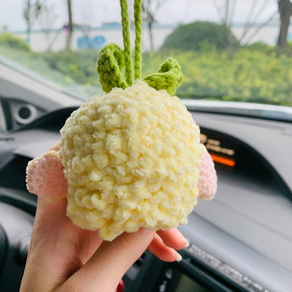Cute flower Plush Sheep Flower Car Mirror Hanging Charm Fruit Decor Teens Interior Rear View Mirror car Accessories for Women