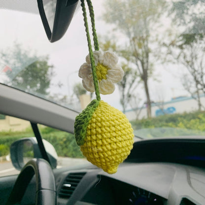 Cute lime flower Car Mirror Hanging Charm Green lemon Fruit Decor Teens Interior Rear View Mirror car Accessories for Women