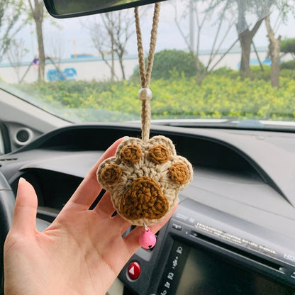 Cute Bear paw kawaii Flower Car Mirror Hanging Charm Fruit Decor Teens Interior Rear View Mirror car Accessories for Women