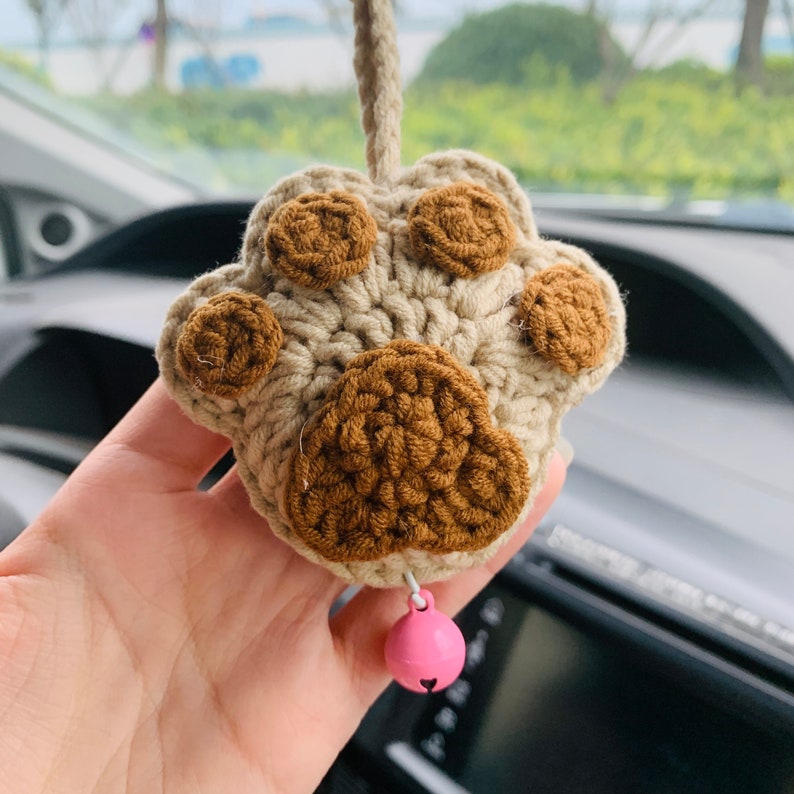 Cute Bear paw kawaii Flower Car Mirror Hanging Charm Fruit Decor Teens Interior Rear View Mirror car Accessories for Women