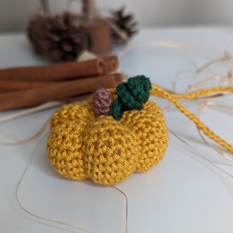 Crochet Pumpkin Car Charm | Pumpkin Plush Rearview Mirror Hanger