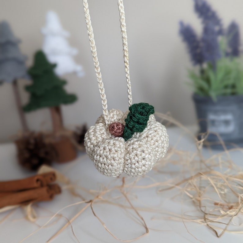 Crochet Pumpkin Car Charm | Pumpkin Plush Rearview Mirror Hanger