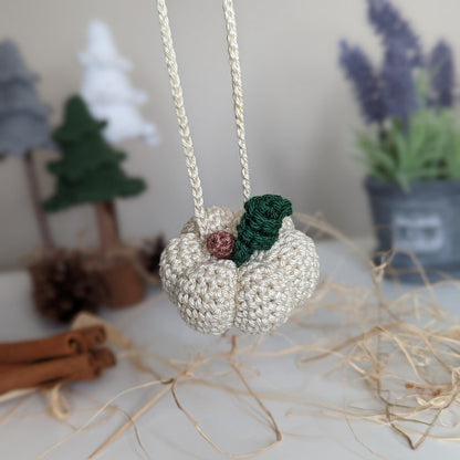 Crochet Pumpkin Car Charm | Pumpkin Plush Rearview Mirror Hanger