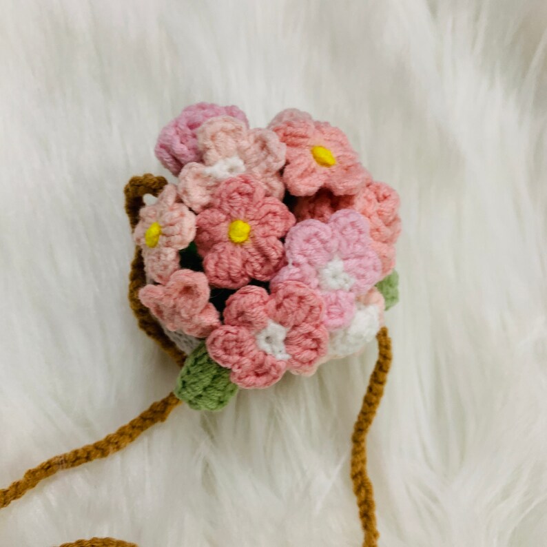 Cute rose kawaii Flower Car Mirror Hanging Charm Fruit Decor Teens Interior Rear View Mirror car Accessories for Womenflower basket