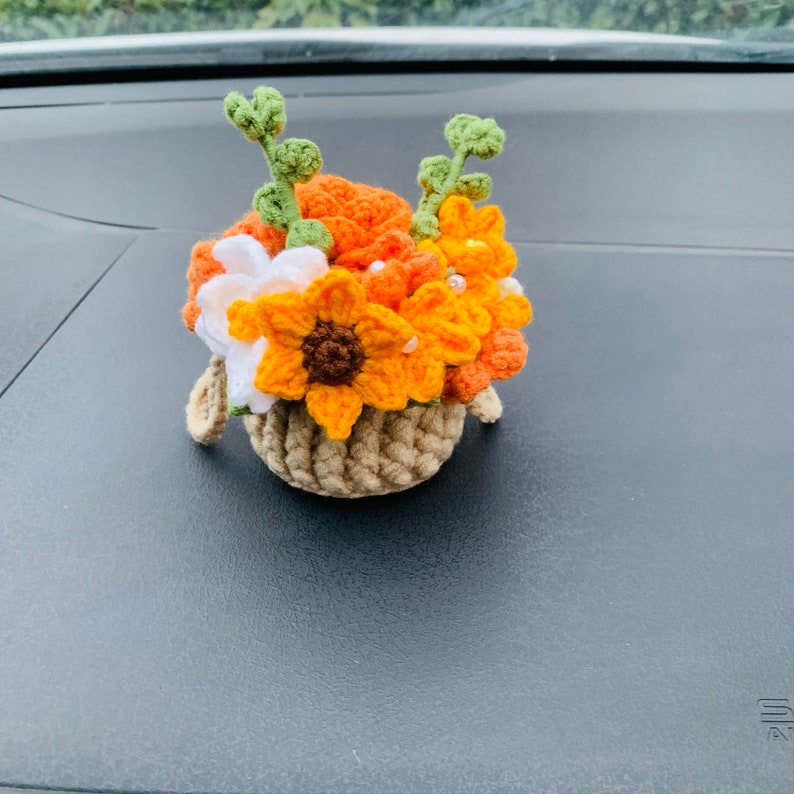 Cute flower basket kawaii Flower Car Mirror Hanging Charm Fruit Decor Teens Interior Rear View Mirror car Accessories for Women