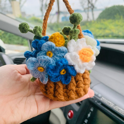 Cute flower basket cute Flower Car Mirror Hanging Charm Fruit Decor Teens Interior Rear View Mirror car Accessories for Women
