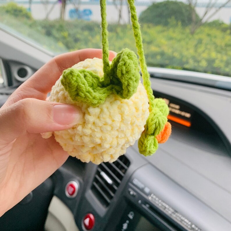 Cute flower Plush Sheep Flower Car Mirror Hanging Charm Fruit Decor Teens Interior Rear View Mirror car Accessories for Women