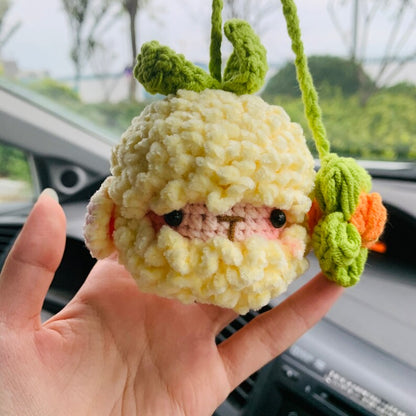 Cute flower Plush Sheep Flower Car Mirror Hanging Charm Fruit Decor Teens Interior Rear View Mirror car Accessories for Women
