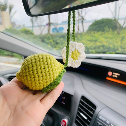 Cute lime flower Car Mirror Hanging Charm Green lemon Fruit Decor Teens Interior Rear View Mirror car Accessories for Women