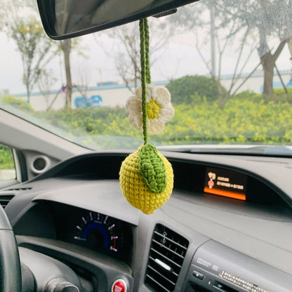 Cute lime flower Car Mirror Hanging Charm Green lemon Fruit Decor Teens Interior Rear View Mirror car Accessories for Women