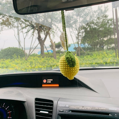 Cute lime flower Car Mirror Hanging Charm Green lemon Fruit Decor Teens Interior Rear View Mirror car Accessories for Women