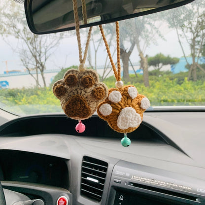 Cute Bear paw kawaii Flower Car Mirror Hanging Charm Fruit Decor Teens Interior Rear View Mirror car Accessories for Women