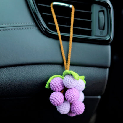Crochet Grape Car Charm: Handmade Rear View Mirror Ornament