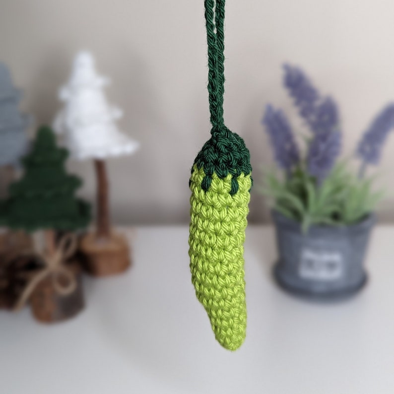 Crochet Hot Chilli Car Charm | Handmade Peppers Rearview Mirror Hanger