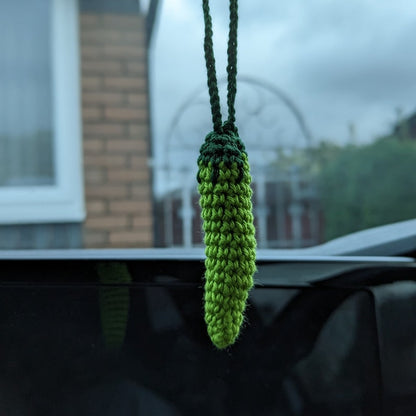 Crochet Hot Chilli Car Charm | Handmade Peppers Rearview Mirror Hanger