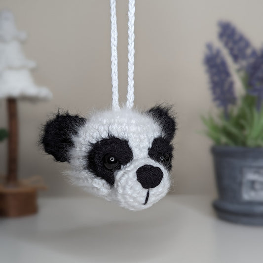 Panda Car Charm | Crochet Panda Rearview Mirror Hanger