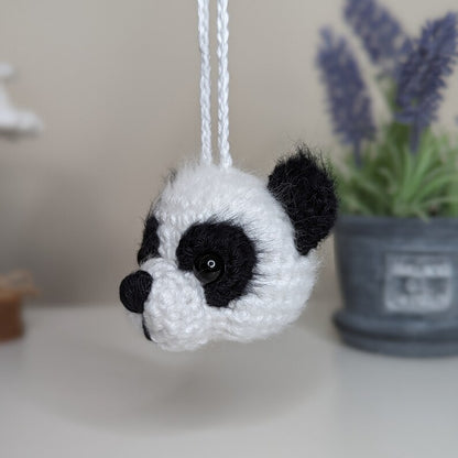 Panda Car Charm | Crochet Panda Rearview Mirror Hanger