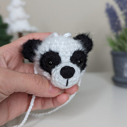Panda Car Charm | Crochet Panda Rearview Mirror Hanger