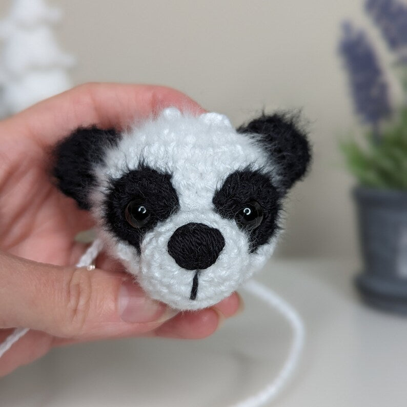 Panda Car Charm | Crochet Panda Rearview Mirror Hanger