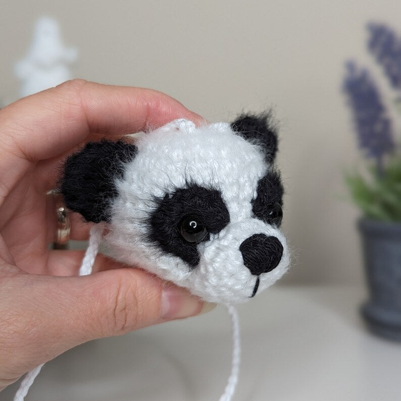 Panda Car Charm | Crochet Panda Rearview Mirror Hanger
