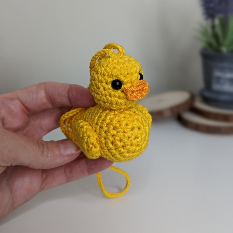 Crochet Rubber Duck Car Charm | Duck Rearview Mirror Hanger