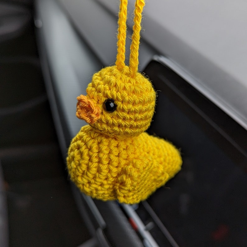 Crochet Rubber Duck Car Charm | Duck Rearview Mirror Hanger