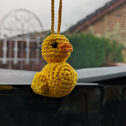 Crochet Rubber Duck Car Charm | Duck Rearview Mirror Hanger